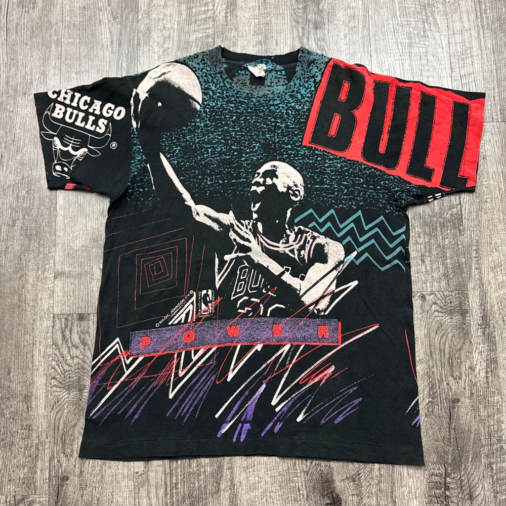 Vintage Magic Johnson T's Michael Jordan Chicago Bulls NBA AOP All Over T-Shirt